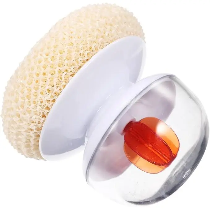 Verde Cocina Scrub Brush Cepillo Redondo de la Olla con Asas Dish Scrubber Ball Scrubber Cleaning Pads Scraper para Wok Pot Pan Sink Blanco - 1