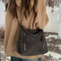 Bolso De Hombro Retro Para Mujer Con Correas De Cuero Frosted Gran Capacidad Bolsa Cruzada Para Comunicación Estilo Invierno - details 6