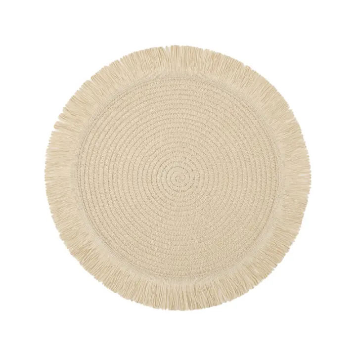 Mantel Redondo Vintage Con Borde De Juta Resistente Al Calor Antideslizante Decoración Rustica Para La Mesa De La Casa Tapete Para Taza De Té - 1
