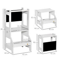 HOMCOM Torre de Aprendizaje para Niños 3-6 Años de Madera Taburete de Cocina Infantil Convertible en Escritorio con Pizarra Pedal y Barra de Seguridad para Baño 42x44x86 cm - details 2