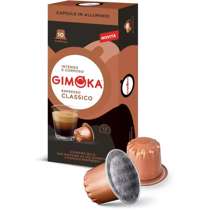 Cápsulas Aluminio - Compatible Para Nespresso Gimoka- Cápsulas Aluminio - 10 Cápsulas - Sabor CLASSICO - Resistencia 12 - Made In Italy - 1