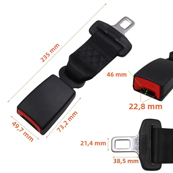 Extensor De Cinturón De Seguridad Para Coche Negro Resistente Y Duradero 21-22mm Con Hebilla De Seguridad Tipo D Accesorio De Asiento Del Coche - 1