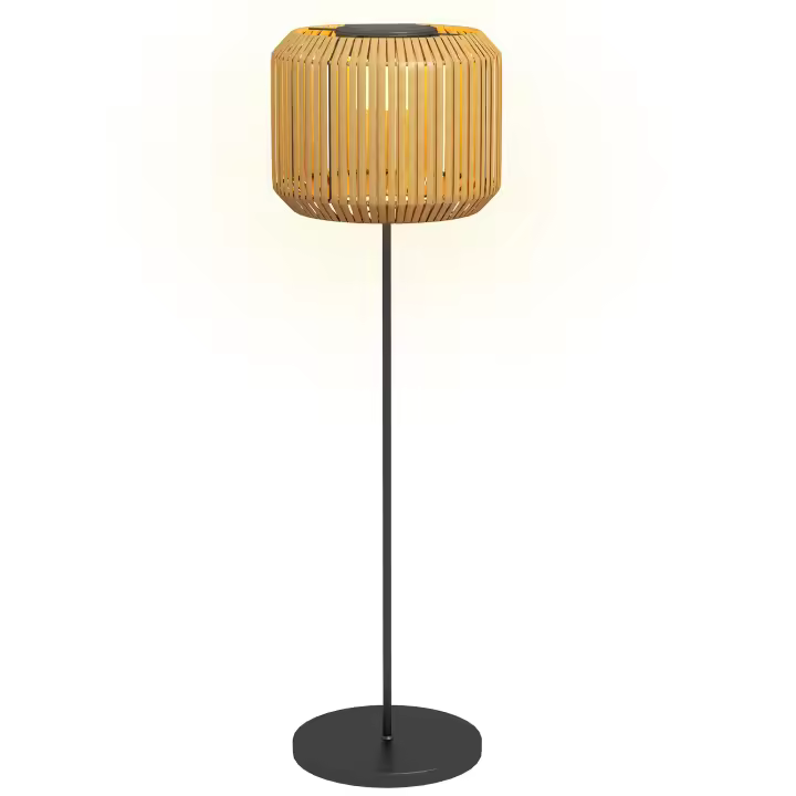 Outsunny Lámpara Solar de Ratán, Luz de Camino con Luz Blanca Cálida, Luz de Jardín LED Impermeable con Sensor de Luz, Lámpara de Pie para Jardín, Césped, Acero, Amarillo - 1