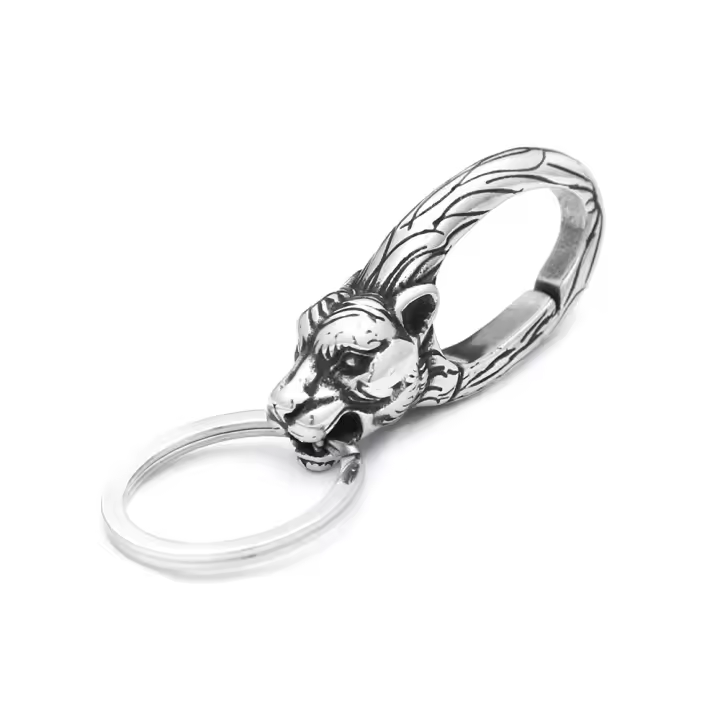 Llavero De Acero Inoxidable Vintage Punk Con Diseño De Cabeza De Dragón Para Hombres Y Mujeres Adorno Para Cinturón Joyería Regalos De Moda - 1