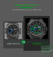 Reloj Deportivo Para Hombre SANDA G Estilo Dual Display LED Digital Quartzo Impermeable 50M Reloj Militar Con Pantalla Luminosa Y Alarmas - details 6