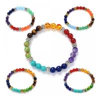 Pulsera 7 Chakras-Litoterapia-Piedras semipreciosas y metal Plisado-Elástica - details 2
