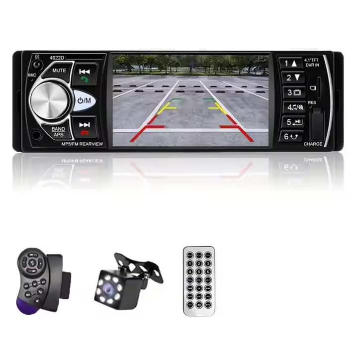 Car Player - 4,1 "LED 260K, reproducción multimedia completa, Mandos en el volante, Cámara de Visión trasera de 8 Luces - 1