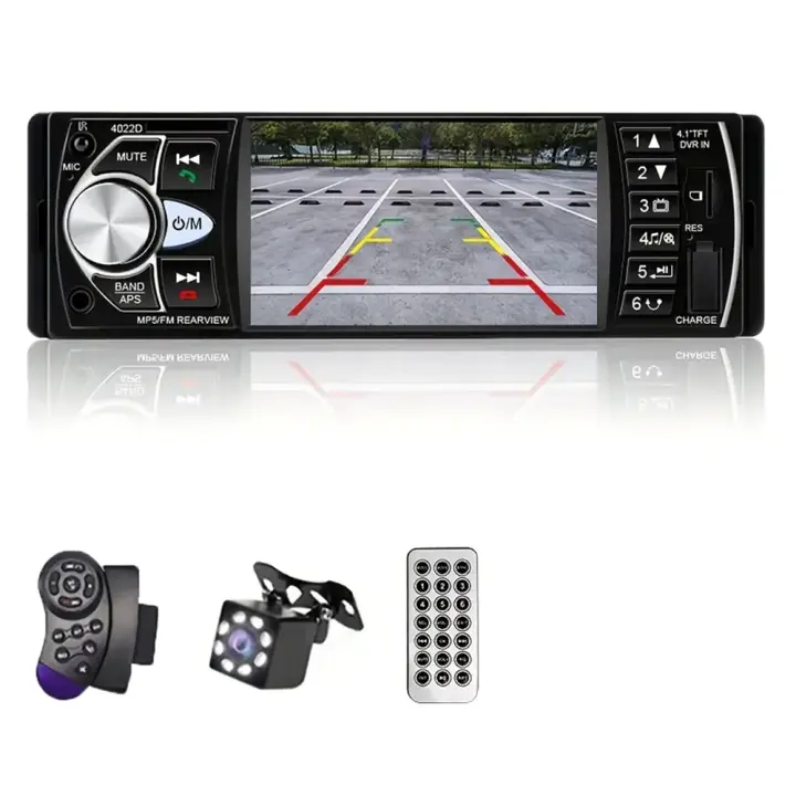Car Player - 4,1 "LED 260K, reproducción multimedia completa, Mandos en el volante, Cámara de Visión trasera de 8 Luces - 1