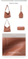 Bolso Hobo De Cuero Genuino Vintage Para Mujer Estilo Casual Con Punzadas Y Patchwork Bolso De Hombro Cruzado Diario - details 3