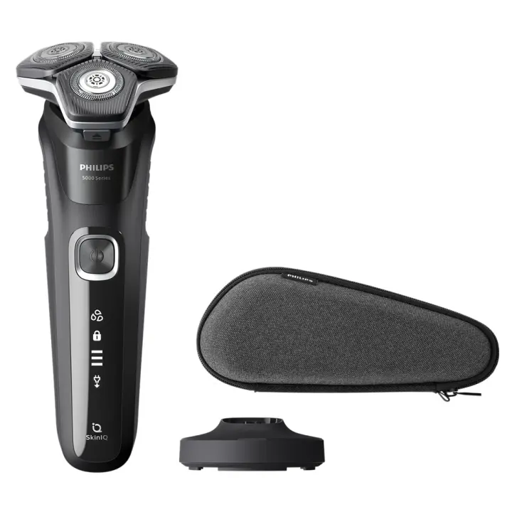 PHILIPS S5898/35 Afeitadora Eléctrica Seco y Mojado, Shaver Series 5000, 3 Cabezales, Base de carga, Estuche, 1 hora de uso, color gris oscuro - 1