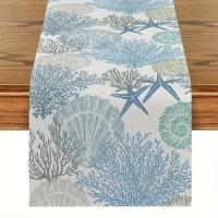 1pc Telar De Mesa Largo De Playa Tropical Para Fiestas Familiares Bodas Y Outdoor Interior Decoración De Mesa Con Agua Del Mar - details 6