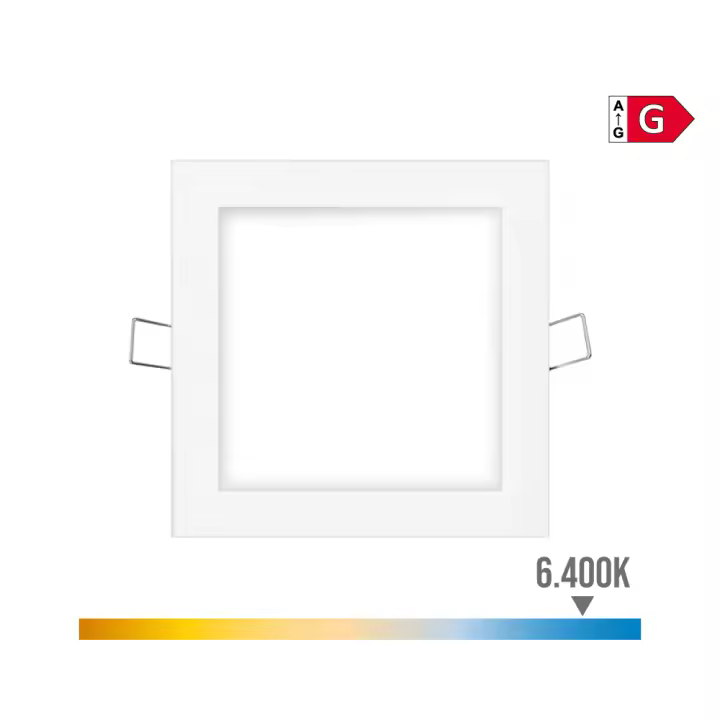 MINI DOWNLIGHT LED EMPOTRABLE CUADRADO 6W 6400K LUZ FRIA. COLOR BLANCO 11,7x11,7cm EDM - 1