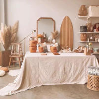 Mantel De Poliéster Beige Estilo Crema Francesa Con Pliegues Para Bodas Fiestas Vacaciones Decoración De Cocina Y Comedor - details 0