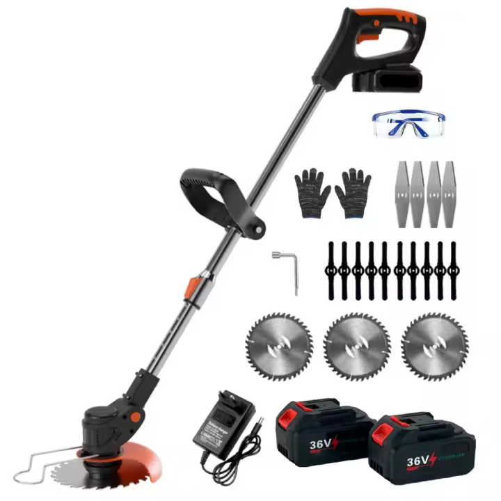 Cortacésped Linea Hd  a baterías de 36V , telescópico ajustable, 2 baterías 2600mAh, 4000W, 8 discos, desbrozadora eléctrica - 1