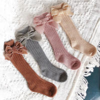 Calcetines De Pierna Alta Para Bebés Niñas Otoño Invierno Algodón Con Gran Lazo Calcetines Calientes Solids Para Niñas De 0 a 5 Años - details 6