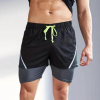 Shorts De Verano Para Hombre Transpirables Casual Con Cintura Elástica 2 En 1 Deporte Secado Rápido Running Doble Capa - details 1