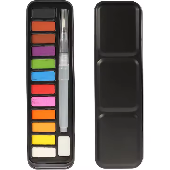 Kit de Acuarelas Profesionales en Lata Portátil - 36 Pinceles para Pintar a Mano, Paleta para Mezclar, Estuche de Bolsillo - Artistas y Principiantes - 1