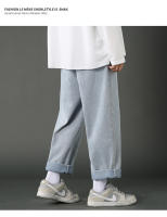 Nuevos Jeans Casuales Para Hombre 2024 Estilo Coreano Hip Hop Rectos De Pierna Ancha Pantalones Vaqueros Couple En Negro Y Azul Claro Cierre De Cremallera Talla Media - details 4