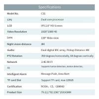 Cámara De Seguridad WiFi Inalámbrica 1080P Con Visión Nocturna Infrarroja Y Vigilancia De Video Bidireccional PTZ Para Hogar Inteligente Monitoreo Del Bebé - details 8