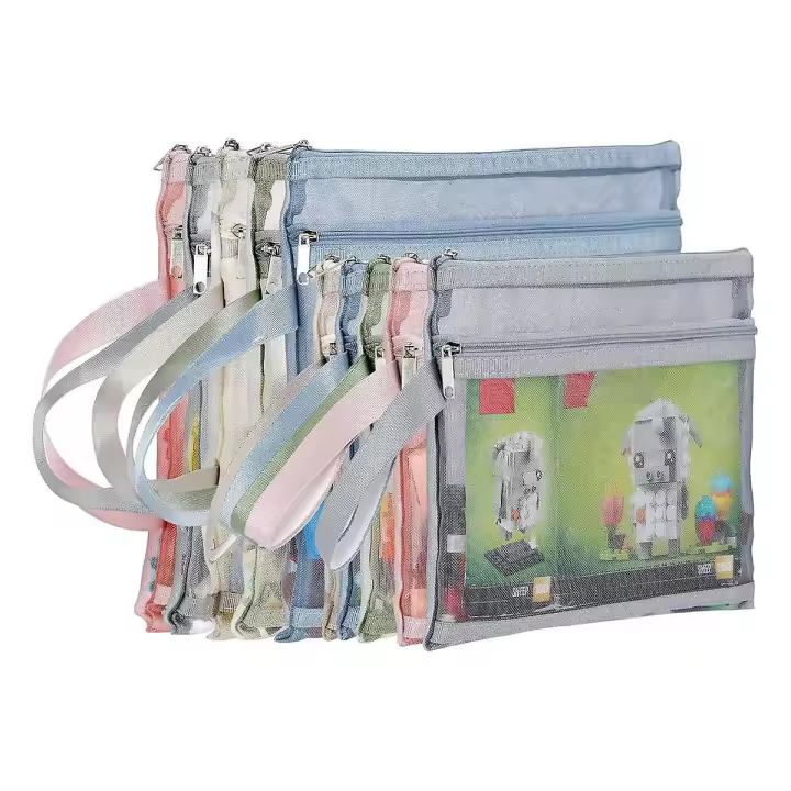 Paquete de 10 bolsas de Cremallera de Malla de Doble capa de color, Bloques de construcción de almacenamiento y organización de Juguetes - 1
