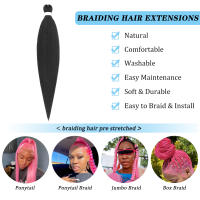 Extensiones De Cabello De Sintético Pre-estirado 26''&30" Textura Yaki Profesional Sin Picazón Para Rizado Con Agua Caliente - details 2