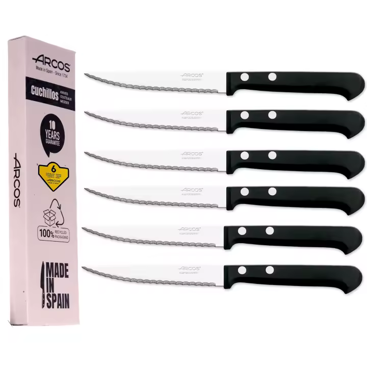 Arcos cuchillos de mesa cuchillos carne cuchillos chuleteros  cuchillos acero inoxidable con sierra cuchillo chuletero cuchillos chuleteros  Fabricado en España  envase ecologico - 1