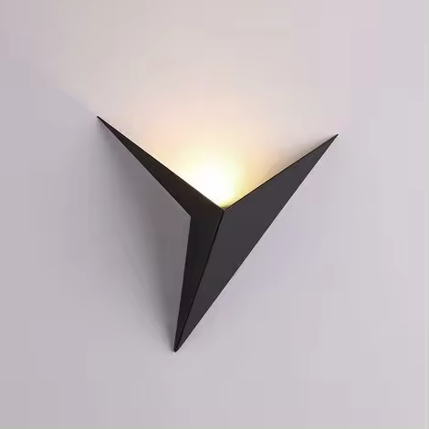Aplique de pared LED para interiores de 3 Wcreativo aplique de pared triangular negroaplique de pared de metal blanco cálido moderno para dormitoriosala de estarescalera - 1