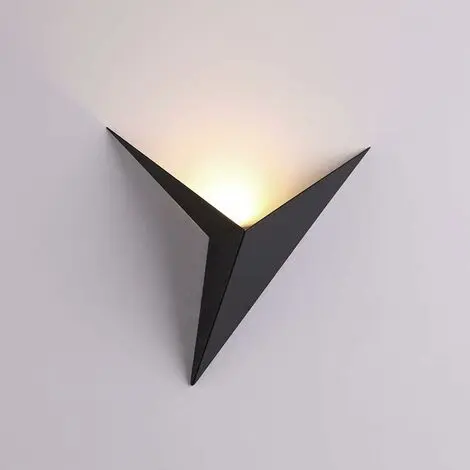 Aplique de pared LED para interiores de 3 Wcreativo aplique de pared triangular negroaplique de pared de metal blanco cálido moderno para dormitoriosala de estarescalera - 1