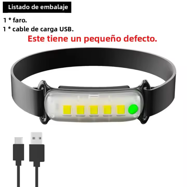 Linterna Frontal LED COB Potente Recargable 3 Modos De Interruptor Impermeable Para Camping Caza Senderismo Y Correr - 1