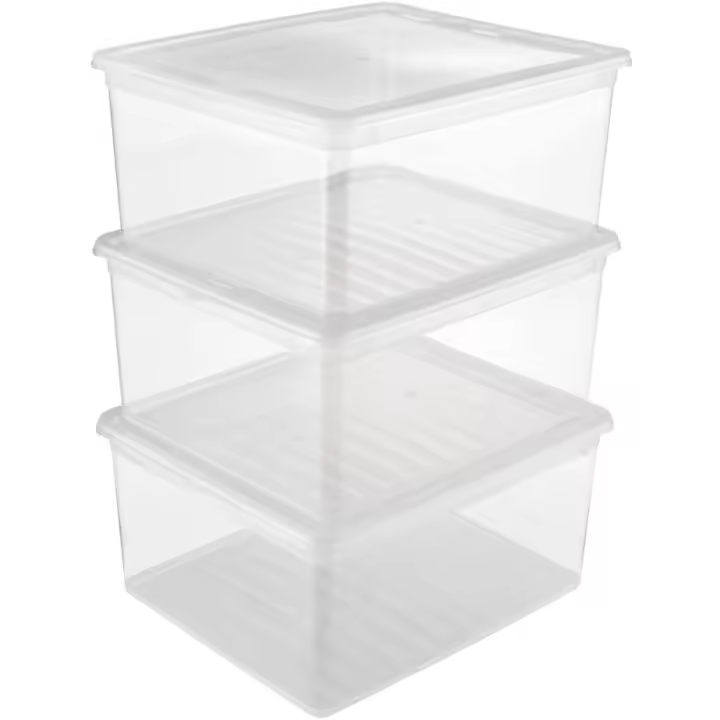 Set Cajas de almacenaje 3x18 L, Plástico, Natural Transparent, 39 x 33.5 x 18 cm KEEEPER - 1