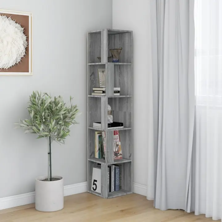 vidaXL Mueble esquina madera contrachapada gris Sonoma 33x33x164,5cm - 1