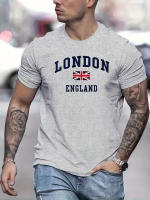 Camiseta De Algodón Puro 100% Para Hombre Verano Estampado London England Estilo Casual Ajuste Suelto Manga Corta Cuello Redondo - details 2