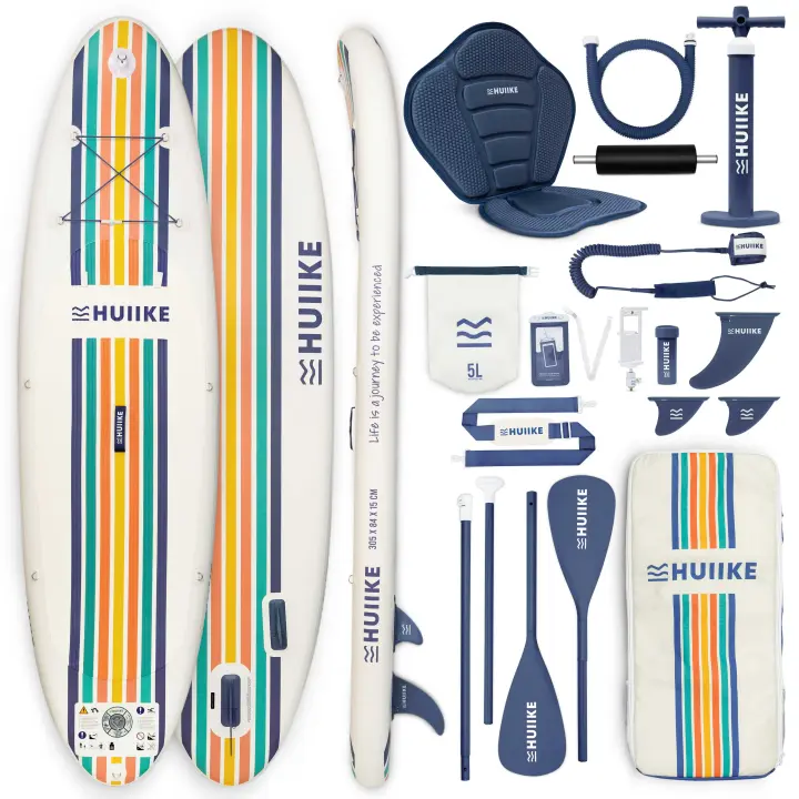 Tabla Paddle Surf Hinchable con Accesorios Premium - HUIIKE | Tabla Padel Surf Hinchable con Remo Doble Uso y Asiento Kayak | Stand Up Paddle Board Gran Estabilidad y Resistencia | Pádel SUP Board - 1