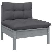 vidaXL Sofá de jardín de 2 plazas con cojines madera maciza pino Marrón y gris, Natural y crema, Blanco Conjunto Terraza Muebles Jardín Exterior Juego de Muebles de jardín Mueble Jardín Exterior Muebles de Salon Exterior - details 0