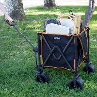 Aktive - Carro playa plegable, carrito de transporte, con ruedas desmontables, giratorias 360º y con frenos, mango multiángulo y 1 bolsillo, máx. 80 kg de carga, espacioso y versátil, de acero y poliéster, diseño plegable, incluye funda - details 5
