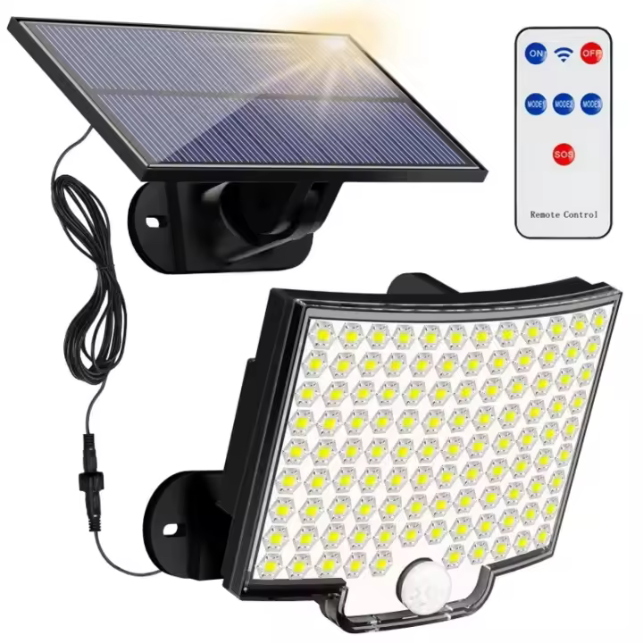 Lámpara Solar Exterior Con Sensor De Movimiento Y Control Remoto 106LED Para Patio Garage Jardín 3 Modos IP65 Impermeable - 1