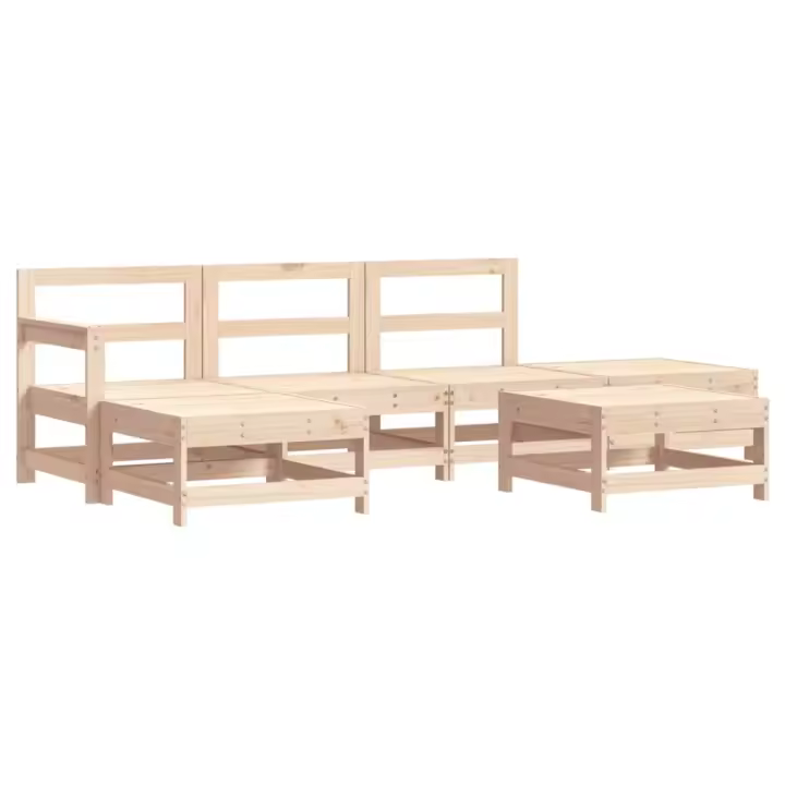 vidaXL Juego de muebles de jardín 6 piezas madera maciza de pino - 1