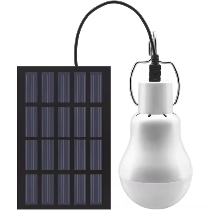 Bombilla LED solar portátil con panel solar para jardín, patio, interior, exterior, senderismo, camping, tienda de campaña y pesca. - 1