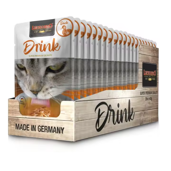 Pack 20X40 Gr - Leonardo Drink. Sopa Para Gatos - Alimento complementario para gatos adultos - Promueve la ingesta de líquidos - 1