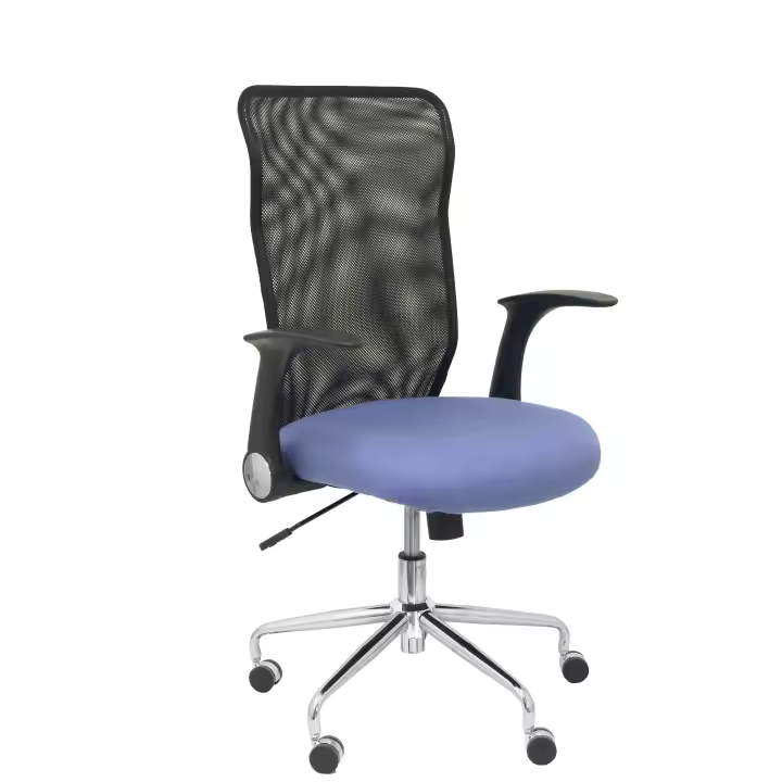 Piqueras Y Crespo Silla Minaya Ergonómica Respaldo Malla Negro Asiento Bali Azul Claro - 1