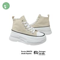 Eva Zorteon - Zapatilla Abotinada para Mujer Cómoda Material de Lona de Plataforma y Cierre de Cordones . Modelo L006. - details 3