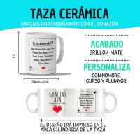 DEREGALOOS Taza *GRACIAS SEÑO POR ENSEÑARNOS CON EL CORAZÓN* Personalizada con Nombres y Curso - details 1
