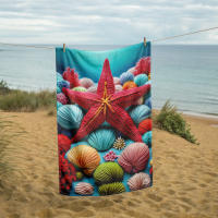 Manterol - Toalla de playa estrella mar. Tejido liso por un lado y rizo secado rápido, suave y esponjoso. - details 0