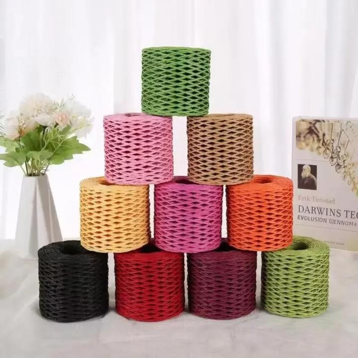 Yarn De Raffia 190g Hecho De Fibra De Bambú Para Manualidades DIY Sombreros Sandalias Bolsos Conjuntos De Taza Ornamentos Lindos Colgantes Para Regalos Y Flores