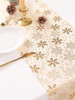 Corredor De Mesa Elegante Con Copos De Nieve En Oro (28 Cm X 4.5 M) Para La Temporada Navideña Y De Advenimiento Decoración Festiva Para Ocasiónes Especiales - details 3