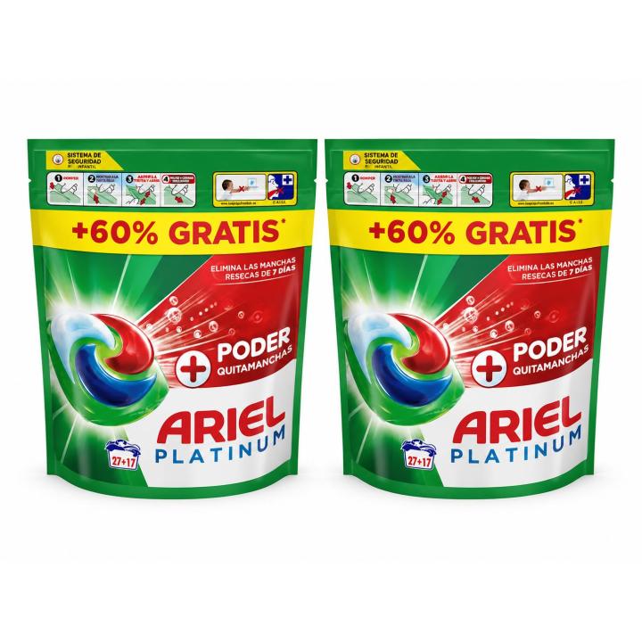 Pack x2 Ariel Pods Platinum Poder Total 88 D (27+17 D) Detergente Ropa