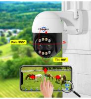 La cámara de seguridad inalámbrica Hiseeu 4K 8MP, con doble lente, zoom 8X, audio bidireccional, visión nocturna a todo color, detección de humanos, seguimiento automático, panorámica de 355° y inclinación de 90°, resistente al agua IP66 - details 6