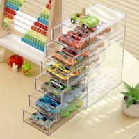 Caja De Exhibición Transparente Multi-Nivel Para Modelo De Coche De Rueda De Aire Aluminio 1:64 Con Cajón Doble Organizador De Juguetes Moderno Para Garage - details 1