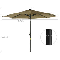 Outsunny Sombrilla Parasol de Jardín Ø267x240 cm con 24 Luces LED Solar Mecanismo de Inclinación Manivela y Poste Desmontable de Metal para Terraza Piscina Patio - details 2