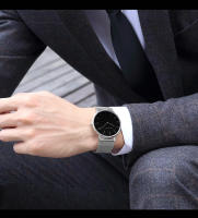 Reloj De Negocios Para Hombre Hannah Martin Movimiento Japonés De Cuarzo Acero Inoxidable Ultrafino Estilo Casual Plata Negra - details 5